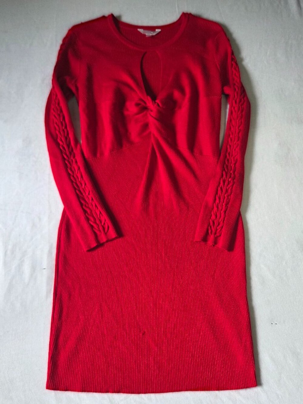 Women's No Boundaries Red 2X ribbed sweater dress keyhole twist front